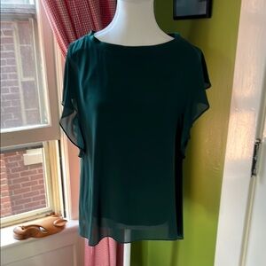 Elegant Zara Forest Green Flutter Sleeved Blouse
